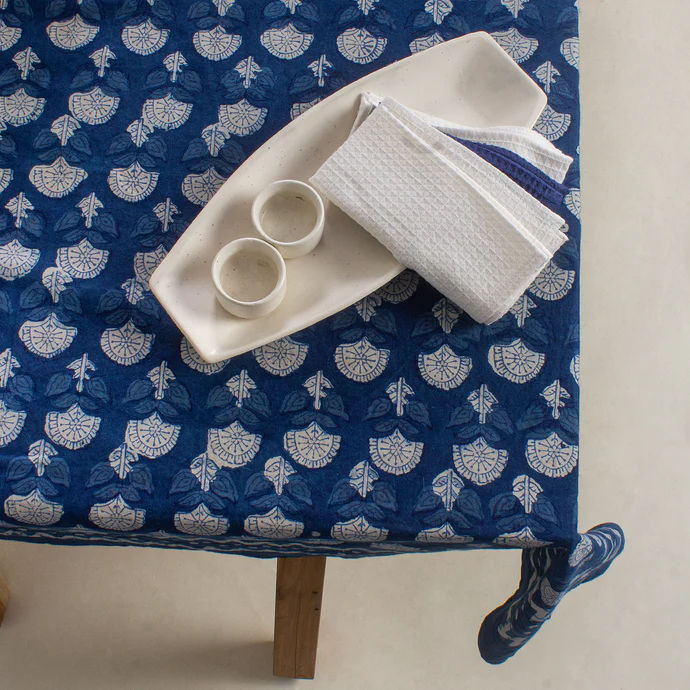 Luxury Indigo Floral Print Cotton Best Table Cover Design